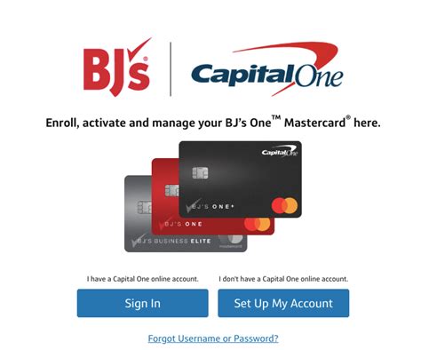 Bjs capital one login - Important Information. Effective February 27, 2023, your My BJ's Perks® Mastercard® Credit Card account may have been converted to Capital One. If your account was converted, activate your new BJ’s One™ Mastercard® and re‐enroll in online banking by visiting BJsOne.capitalone.com. Feedback.